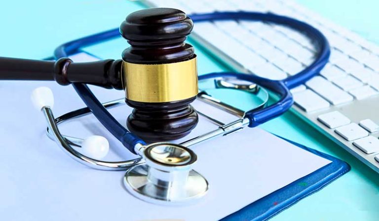 court gavel on medical record malpractice concept